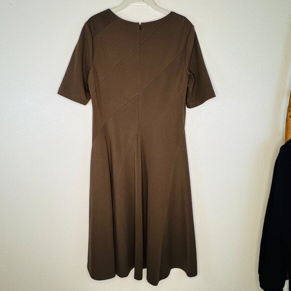Lafayette 148 New York Women's Brown Flared Skirt Knit Dress SZ 8 EUC - Picture 6 of 12
